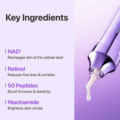 Numbuzin No.9 NAD+ Retinol Eye Cream, Depuffing & Firming Eye Serum for Dark Circles, Wrinkles & Fine Lines, Peptides & Niacinamide for Glow & Undereye Radiance